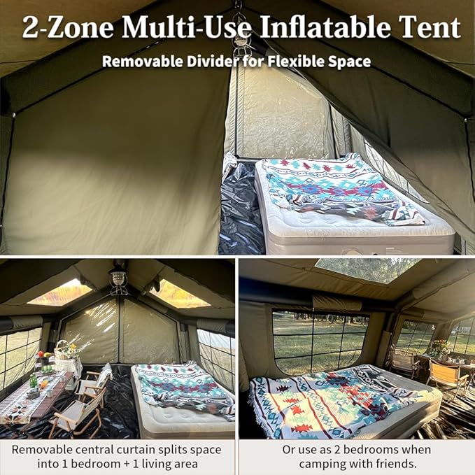 MC TOMOUNT Inflatable Tents for Camping, 6/8/10 Person Large Family Blow Up Camping Tent with Hand Pump, Easy Setup Air Glamping Tent for Outdoor Picnic Party