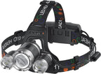 Headlamp, USB Rechargeable LED Head Lamp, 1200 Lumens Super Brightest 4 Modes Head Lamp for Adults Zoom Waterproof IPX4 Headlight, 90°Angle Adjustable Head Lights for Outdoor Camping Hunting