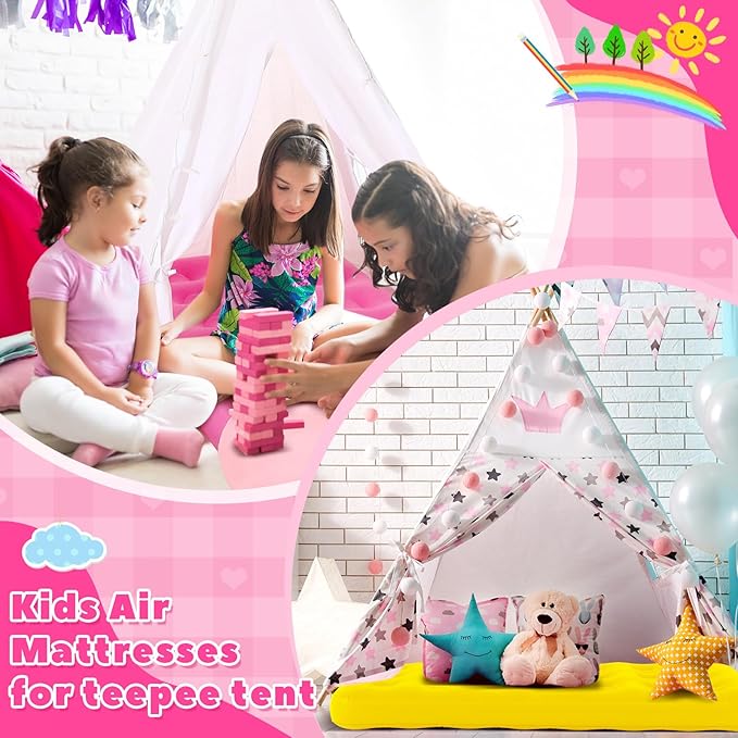 Leyndo 4 Pack Kids Air Mattress - Toddler Inflatable Bed Blow up Air Mattress for Camping Sleepovers Slumber Party Travel, Portable Toddler Bed for Ages 3-10, 61.99x 35.43 x 8.66 (Multicolor)