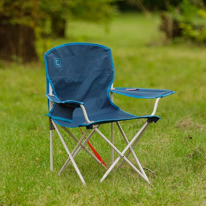 CORE Youth Quad Chair | Folding Chair with Cupholder for Indoor Home or Outdoor Camping | Perfect for Concert Seat, Sports, Beach, Travel & Picnic (Blue)