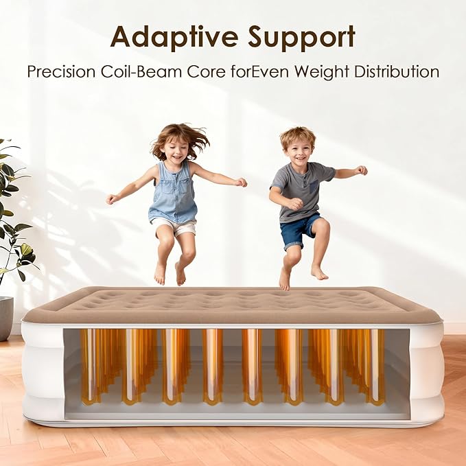 Air Mattress Queen with Built-in Pump – 18" Raised Inflatable Bed with High Speed Built-in Pump, Stable and Durable, colchón inflable, Carry Bag, Cozy Guest Air Bed for Sleepovers, Glamping, Moving