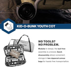 Disc-O-Bed Youth Double Cot Kid-O-Bunk, Modular for Bunk Beds, Dual Cots, or Bench with 2 Carry Bags for Portable Transport