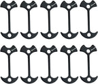 10pcs Fishbone Tent Stakes Pegs Lengthen Deck Nail Anchor Stopper Guyline Tensioner Camping Accessories(Black)