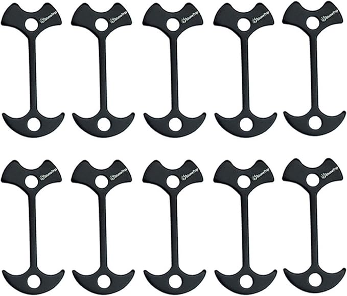 10pcs Fishbone Tent Stakes Pegs Lengthen Deck Nail Anchor Stopper Guyline Tensioner Camping Accessories(Black)