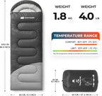 Sleeping Bag for Adults Warm Weather, Compact Lightweight Backpacking Sleeping Bag with Compression Sack, Camping Essentials Gear for Hiking Travel Climbing Outdoor & Indoor Use