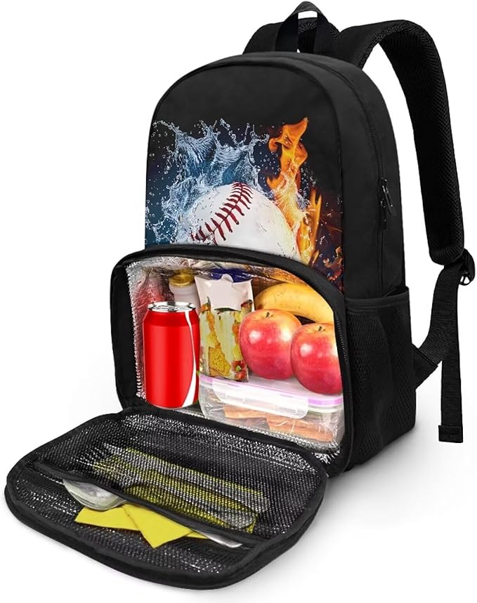 Water Fire Softball Student Bookbag All In One Meal Bag 17 Inch Travel Laptop Insulated Cooler Bag Box Casual Hiking Daypack Laptop Backpack Gifts For Him Her
