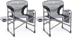 EVER ADVANCED Aluminum Lightweight Folding Director Chair, 350lbs Heavy Duty Camping Chair with Side Table & Storage, 19" Joint-Friendly Height Easy to Stand, Portable Makeup Artist & Vendor Chair