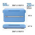 Coleman Snap N Go 55qt Collapsible Hard Cooler, Keeps ice Cold for up to 64 Hours, Holds up to 93 cans, Collapses up to 1/3 its Size, Can Hold up to 200 pounds, Blue Sky
