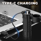 Lafagiet Electric Lighter, USB C Rechargeable, with LED Battery Display, Flashlight, 360° Flexible extendable Arc Lighters for Candle, Camping, Outdoor Adventure