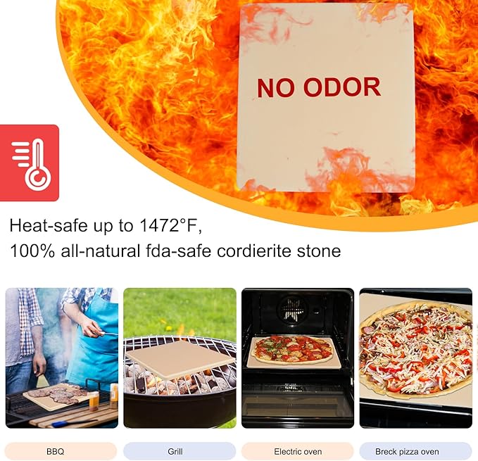 10 Inch Small Pizza Stone with Parchment Paper(50 pcs) for Camp Oven 10”x11”x0.5”, Garpernics Rectangular Cordierite Baking & Grilling Stone for Grills and Air Fryers Fit for Coleman Camp Oven