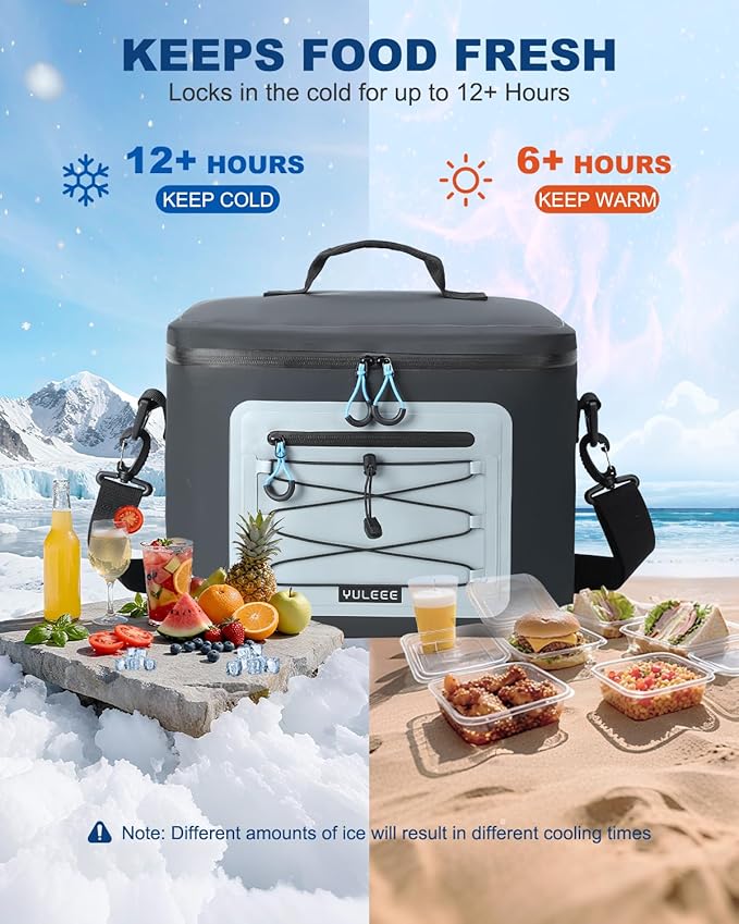 Cooler Bag, 7/16/30 Can Soft Sided Small Portable Insulated Cooling Pack, Everyday Lunch Cooler, Leakproof Ice Chest for Beach, Camping, Travel, Picnic