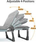 Folding Camping Cot with Mattresses 4-Level Adjustment of Backrest Portable Foldable Bed Provide A Comfortable Rest for Camping, Home, Office, No Installation Required(Gray,190 * 68 * 30cm)