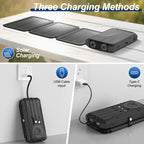Solar Power Bank 20000mAh Portable Charger Built-in 3 Cables and Wireless Charging Battery Pack Compatible for iPhone, Samsung, IPX5 Waterproof, Bright Flashlight Perfect for Camping,Hiking,Outdoor