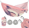 Cartoon Raccoon Pink Camping Hammocks with Tree Straps Indoor Hammock for Outside Patio Backyard Poolside