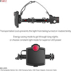 Ledlenser H14R.2 Rechargeable LED Headlamp - Black, 4400mAh Li-ion, IPX4-1000LM Boost & 300M Beam for Bright Headlamp Use - Hard Hat Flashlight Mount Cable - Rear Red Light & Battery Indicator