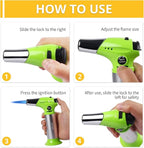 TBTEEK Butane Torch T901, Kitchen Torch Cooking Torch with Safety Lock & Adjustable Flame for Cooking, BBQ, Baking, Brulee, Creme, DIY Soldering(Butane Not Included), Green