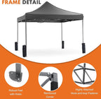 OLIXIS 10x10 Ft Waterproof Pop Up Canopy Tent, Portable Outdoor Shade Shelter with Sand Bags, Ideal for Beach, Backyard Parties & Events, Classic Grey