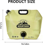 Collapsible 8L Water Storage Bag, BPA-Free Portable Folding Water Jug with Adjustable Faucet, Leakproof Emergency Water Bag for Camping, Hiking, Riding, Outdoor Sport (Beige & Green, 4)