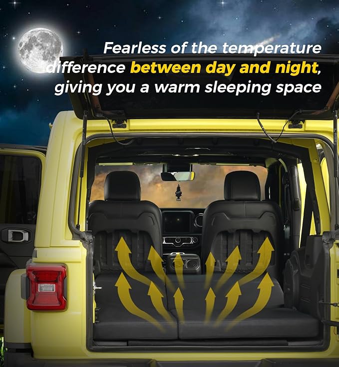 Xprite Upgraded 3" Thick Premium Foam Mattress, Foldable Trunk Sleeping Platform Compatible with 2018-2025 Jeep Wrangler JL 4 Door, Portable Camping & Overlanding Bed