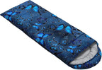 Kids Sleeping Bag for Boys Girls,Blue Ripples Print-Lightweight Warm Portable Outdoor Indoor-Waterproof Cold Weather Resistant Sleeping Bag for Camping Hiking