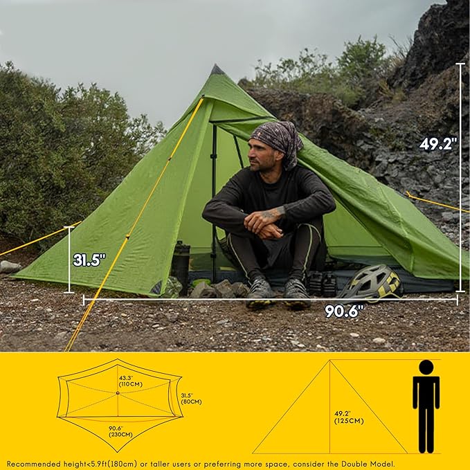 LANSHAN Ultralight Tent 3-Season Backpacking Tent for 1-Person or 2-Person Camping, Trekking, Kayaking, Climbing, Hiking