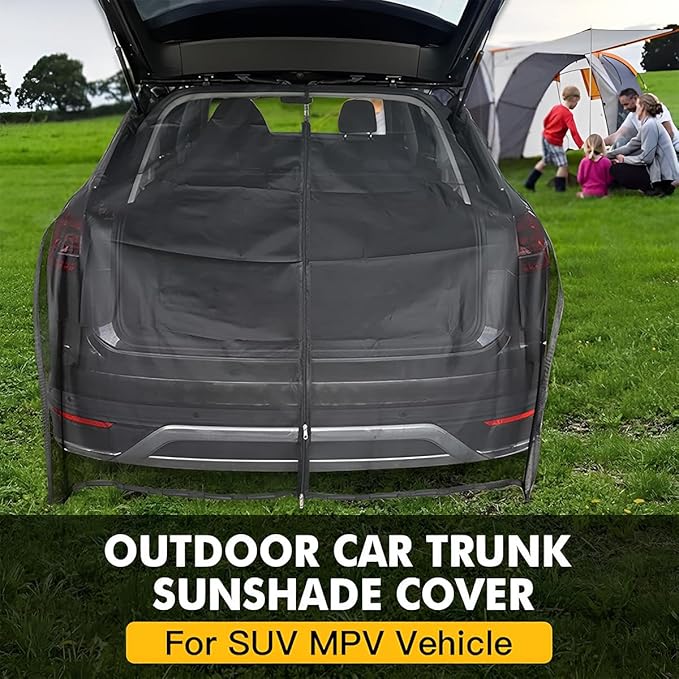 AUCELI Auto Tailgate Shade, Breathable Mesh Net, Universal UV Sun Protection Magnetic Tent for Car Camping, Self Drive Trip Accessories for Most MPV SUV Models