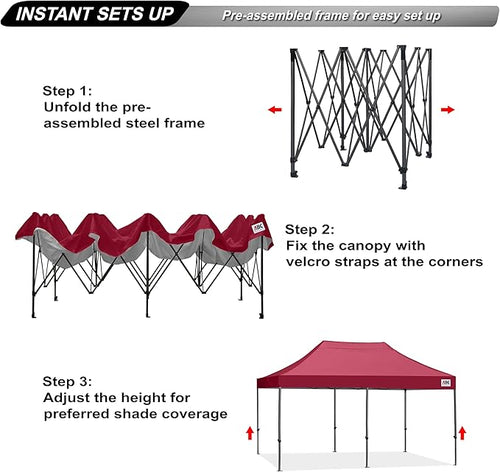 ABCCANOPY Patio Pop Up Canopy Tent 10x20 Commercial-Series(Burgundy)