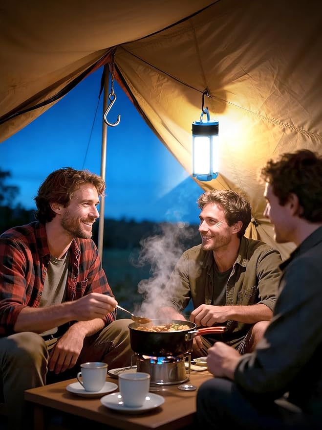 Rechargeable Camping Light with Metal Stand, Freestanding Portable Work Light with 4 LED Heads, Magnetic Work Light Waterproof for Outdoor Emergency, Flashlight with Detachable Tripod