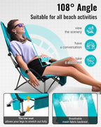KingCamp Low Beach Chairs, Folding Portable Chair for Adults Lightweight Extra Wide Seat 300lbs Heavy Duty Oversized Backpack, Carry Bag for Camping