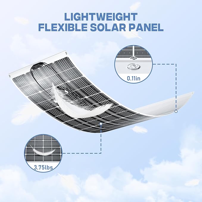 300W Flexible Solar Panel 23.5% High Efficiency 300 Watt Solar Panels Monocrystalline IP68 Waterproof Lightweight Bendable for RV, Camping, Boat, Roof Off-Grid (300w*2)