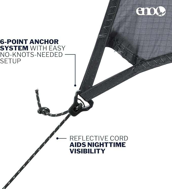 ENO, Eagles Nest Outfitters ProFly Rain Tarp, Ultralight Hammock Accessory, Charcoal