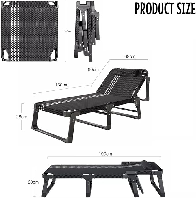 Sleeping Cots for Adults, 5Position Folding Chaise Lounge Chairs Outdoor, Folding Camping Cot, Folding Cot Camping Cot for Adults Portable Folding Outdoor（One Color-E）