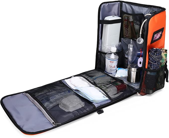 Camping Backpack First Aid, Utility Pouch Emergency Survival Kit Outdoor Backpack Bag for Home Car Hunting Workplace Camping Travel(Orange)