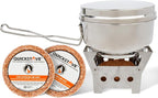 Portable Stove Kit with Camping Pot & 2 Fire Starters, Lightweight Stainless Steel Wood Burning Stove for Emergency Preparedness, Survival Supplies, Camping Gear & Outdoor Cooking