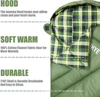 ShinHye 0 Degree Sleeping Bag for Adults - Cotton Flannel 4 Season Cold Weather Winter, XXL Big and Tall Camping Sleeping Bag with Compression Sack