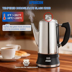 Electric Coffee Percolator Stainless Steel Coffee Maker with Clear Brew Progress Tough Glass Knob and On/OFF Switch Classic Coffee Pot with Keep Warm & Cordless Serve No Aluminum (12 Cup)