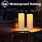Wondise Large Solar Powered Candles Outdoor Waterproof IP65 Rechargeable LED Candles Battery Operated Dusk to Dawn Plastic for Camping Patio Porch Lanterns(2 Pack, 4" D x 10" H)