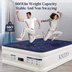 Air Mattress Full with Built-in Pump, Blow Up Mattress with Soft Flocked Top, Leakproof Inflatable Mattress, Foldable Waterproof Air Bed for Home, Guests, Camping, with Storage Bag