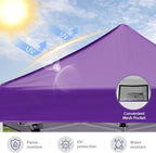 5x5 Pop Up Canopy Tent, Instant Portable Beach Canopy, Outdoor Tent with Carry Bag for Camping, Sports, Tailgating, Events, Purple