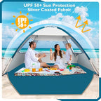 COMMOUDS Beach Tent Sun Shade for 3/4/6/8 Person, UPF 50+ Beach Sun Shelter Canopy Tent, Lightweight, Easy Set Up and Carry