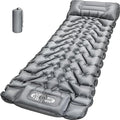 Sleeping Pad for Camping, Backpacking Sleeping Mat with Built-in Pillow and Foot Pump, 4in Thick Compact Camping Air Mattress for Hiking Tent Road Trip Car Camp Travel Gear