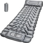 Sleeping Pad for Camping, Backpacking Sleeping Mat with Built-in Pillow and Foot Pump, 4in Thick Compact Camping Air Mattress for Hiking Tent Road Trip Car Camp Travel Gear