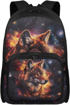 Universe Backpack for Men Wolf Versatile Bookbag for Teen Boys Large Capacity School Bag with Detachable Lunch Bag for Outdoor Travel Hiking