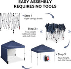 10 x 10 Pop Up Canopy, All Season Instant Canopy with 2 Sidewalls and Vented Roof, Portable Party Tent with Wheeled Carry Bag and Sandbag for Camping, Picnic, Party, Navy Blue