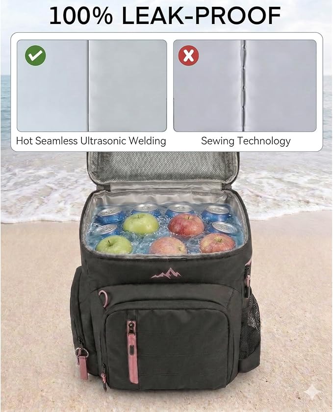 Cooler Backpack Insulated Waterproof 22 Hours Cold, Backpack Coolers Insulated Leak Proof Holds 56cans, Lightweight & Portable Ice Chest - Camping Beach, Ice Chest Cooler Leakproof