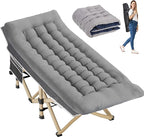 Folding Camping Cot for Sleeping, Portable Cots for Adults, Heavy Duty Cot Bed 550LBS(Max Load), Extra Wider Cots with Large Pocket for Outdoor, Office, Beach