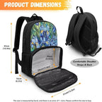 Hiking Picnic Food Cooler Backpack for Teens Men Women Primary Middle High School Bookbag Outdoor Laptop Bag All In One Backpack Meal Bag, Cat in Irises Floral