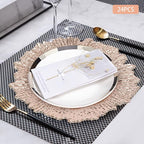 Antique Charger Plates Set 13'' Round Embossed Dinner Plate Chargers Plastic Elegant Floral Plates for Dinner Wedding Party Event Table Kitchen Decoration 24PCS (Rose 24Pcs)