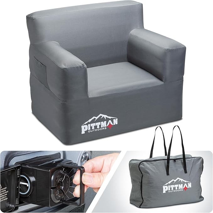 Pittman - Inflatable Chair for Camping with Built in Pump - Portable Inflatable Couch for Adults Holds 350lb's - Blow Up Chair for Movie Nights, Outdoor Blow up Furniture or Air Sofa for Camping