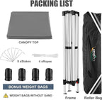 COBIZI 10x10 Pop Up Canopy Tent with 4 Sandbags, Easy Set Up Gazebo, Instant Outdoor Sun Shelter with 8 Stakes,4 Ropes&Carry Bag, Tent for Parties, Beach, Backyard,Camping(Gray